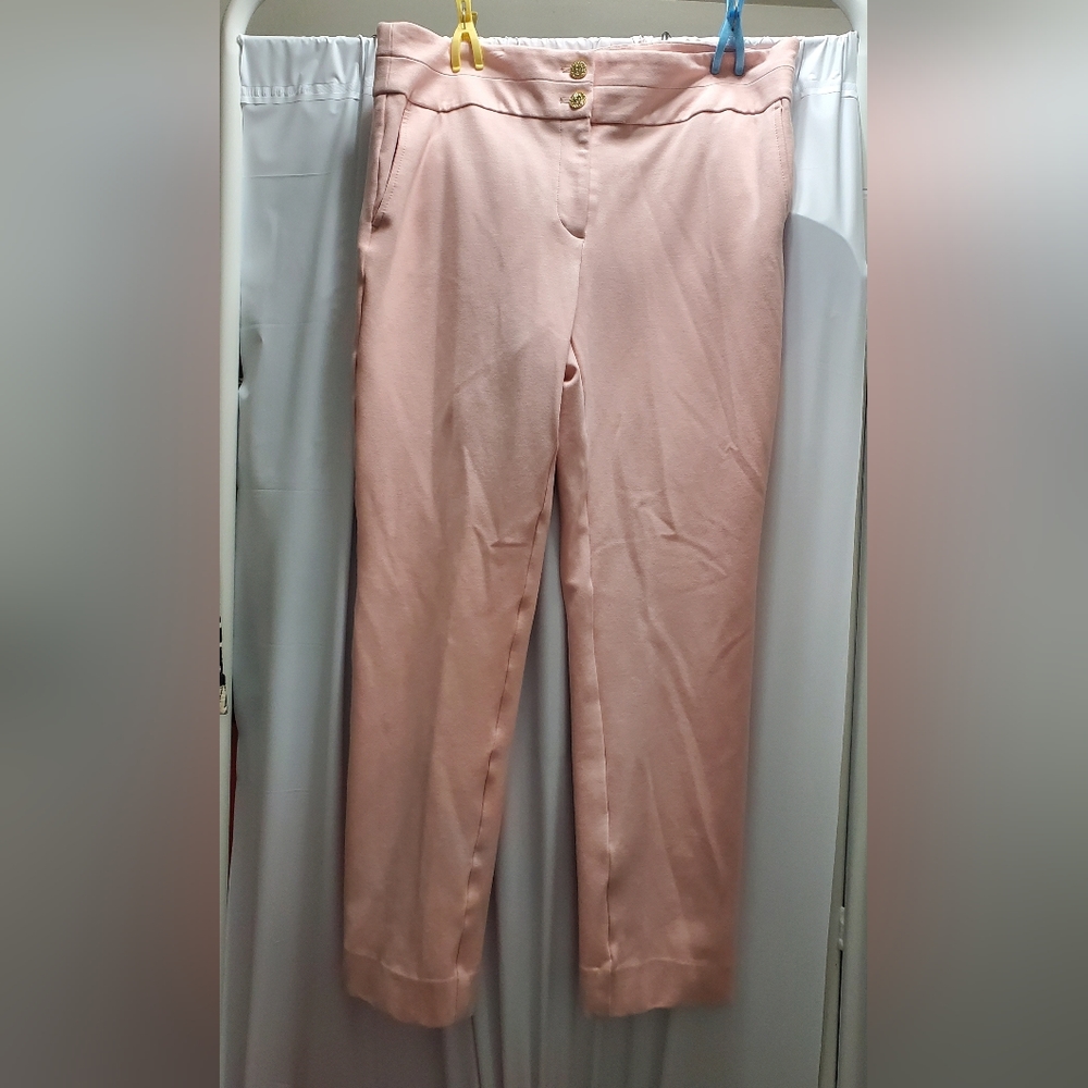 Anne Klein Stretch Pants with zipper and Two Gold Buttons.